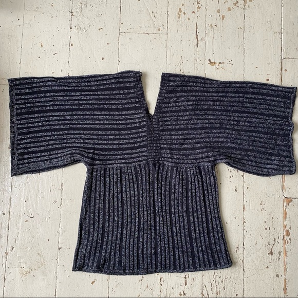 Caren Sport Bat Wing Baby Doll Metallic Ribbed Sweater - Picture 8 of 12